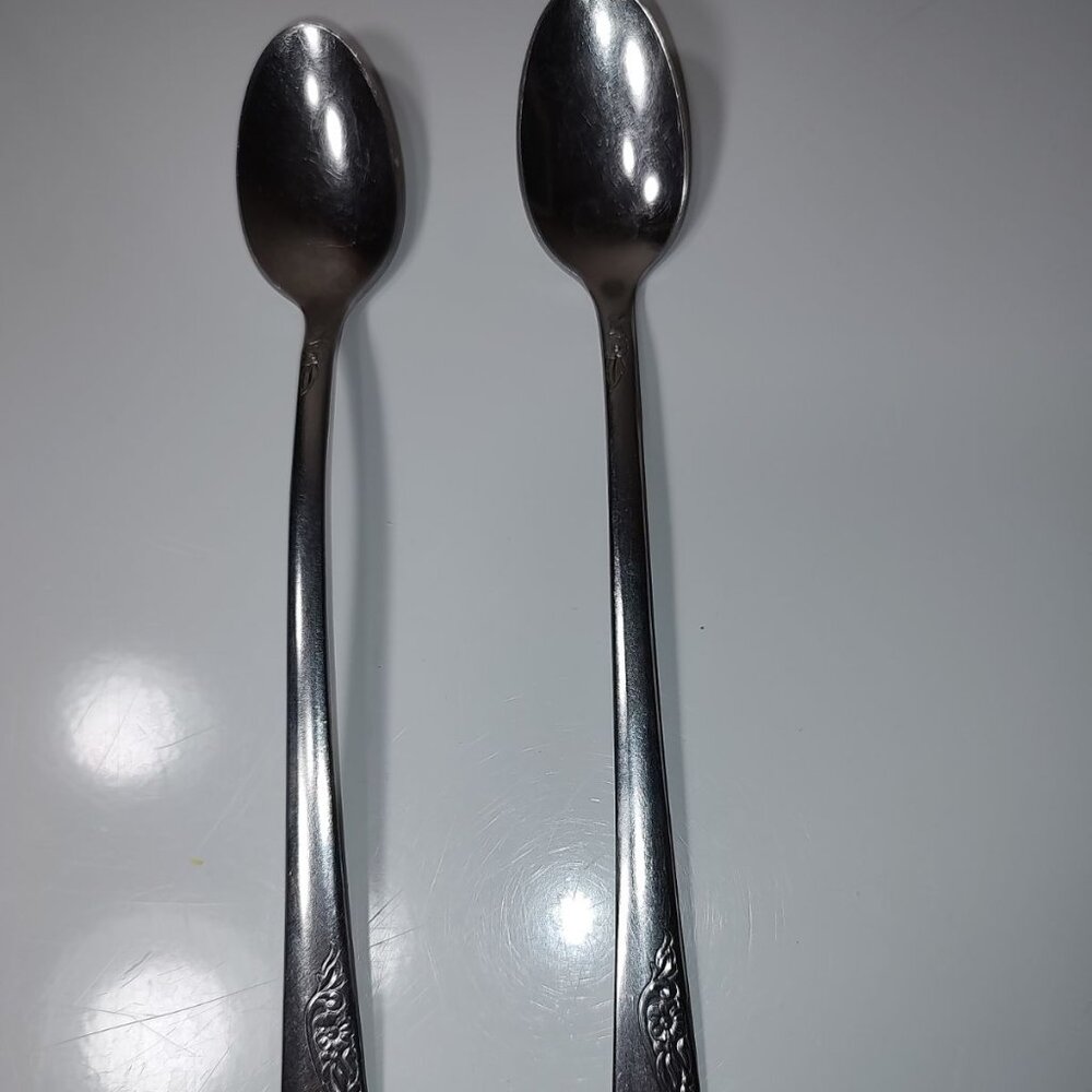 2 Tea Spoons-Oneida Stainless Thor Glossy Floral USA Silverware CHOICE Flatware